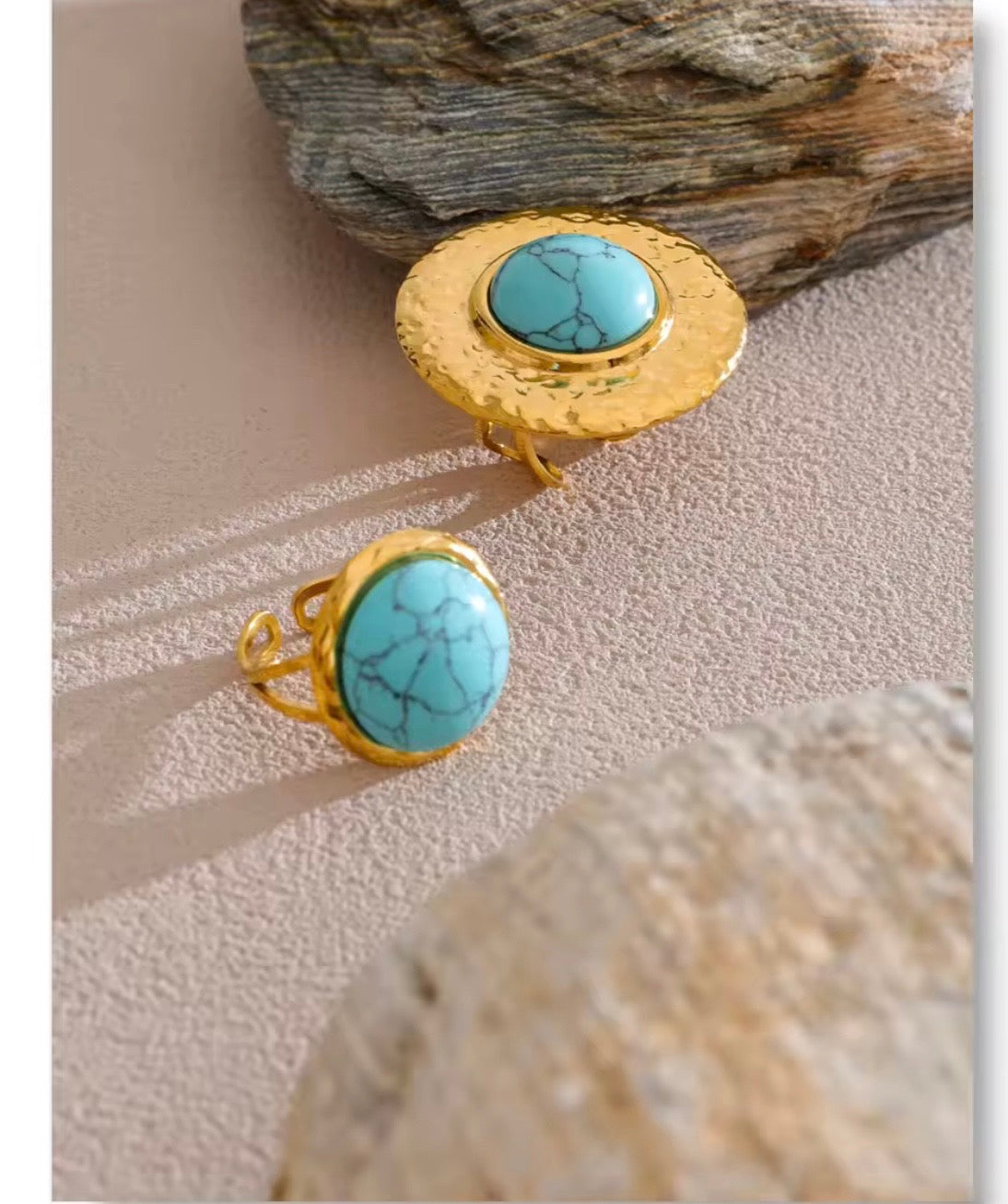 Santorini Sun and the Turquoise halo rings