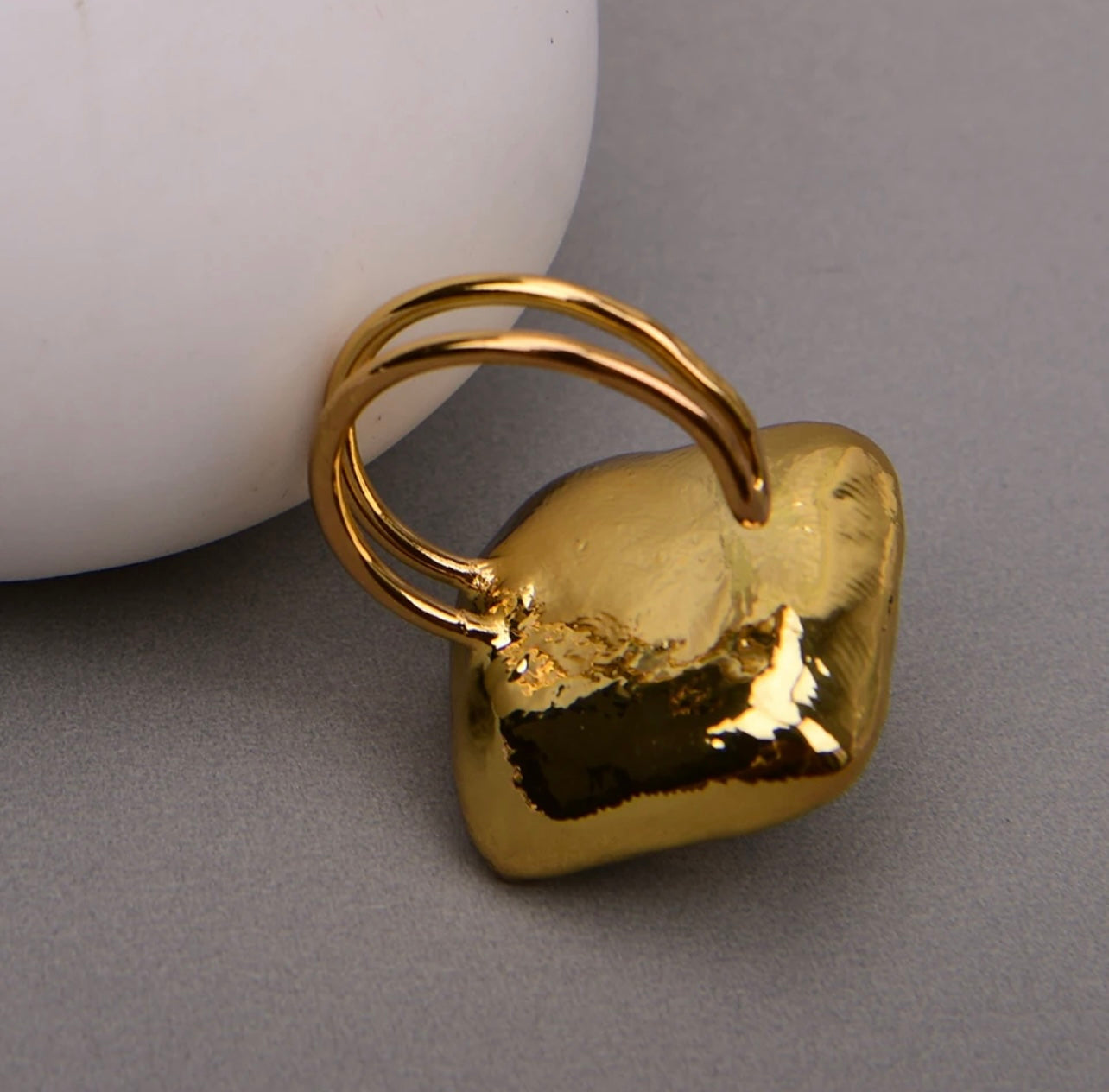 Gold Pearl Amethyst ring