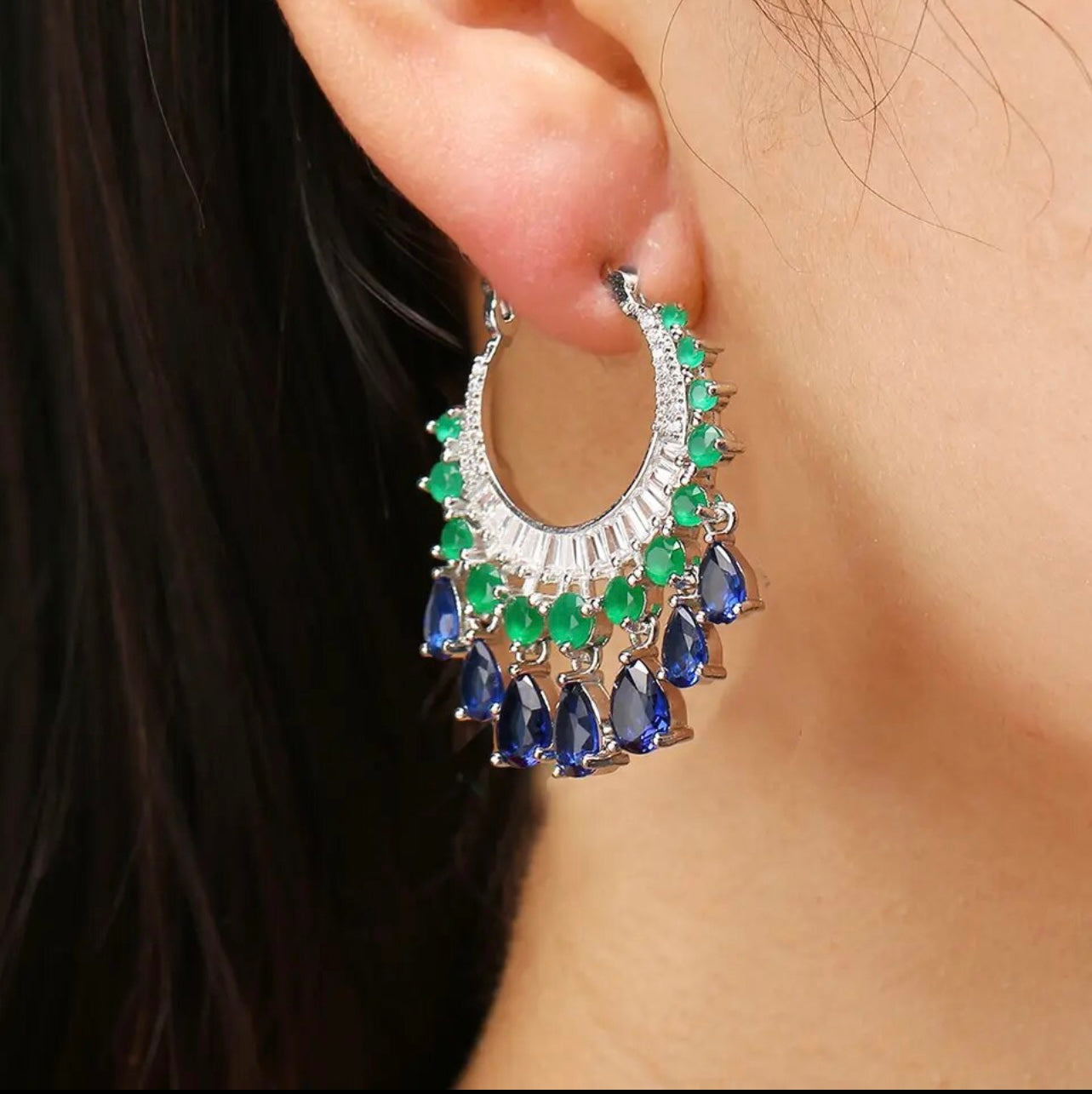Diamond hoop danglers