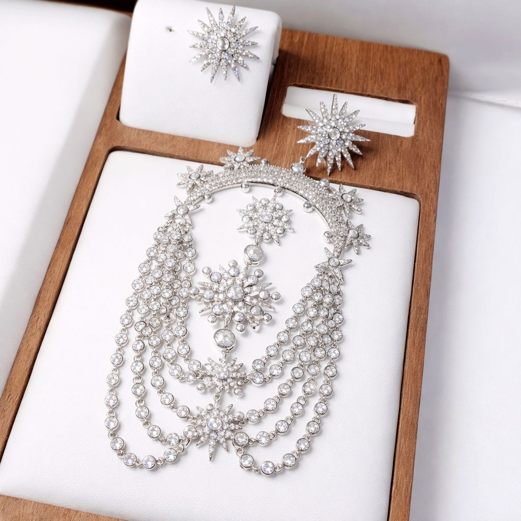 Asymmetrical Night Star Duo earrings