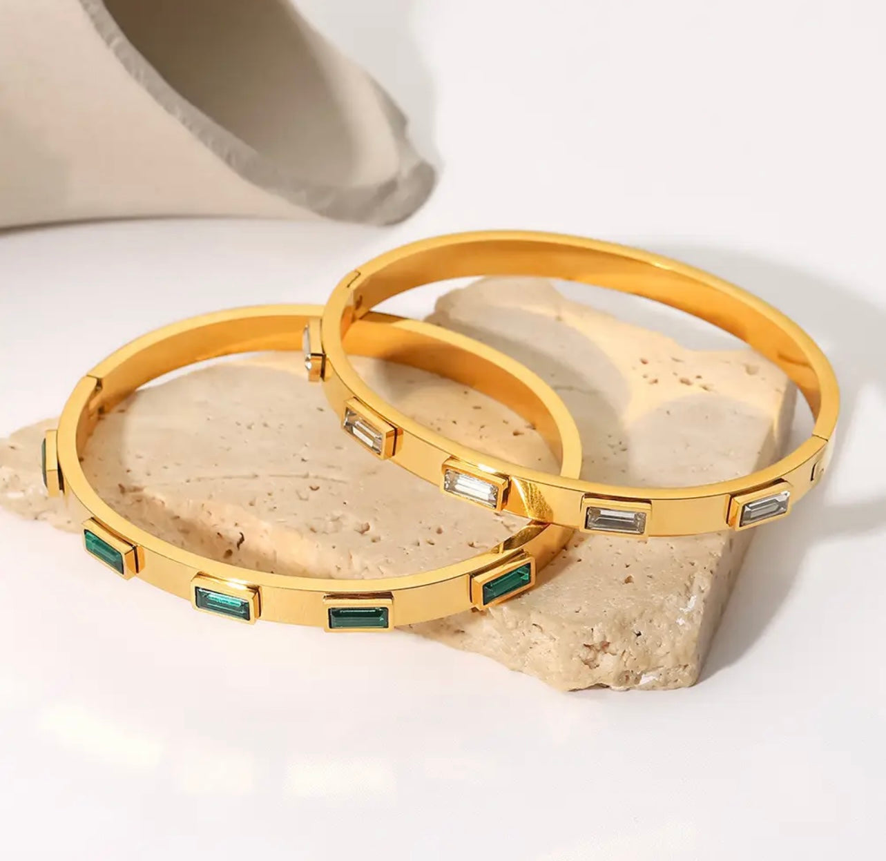Anna Emerald & Diamond gold bracelets