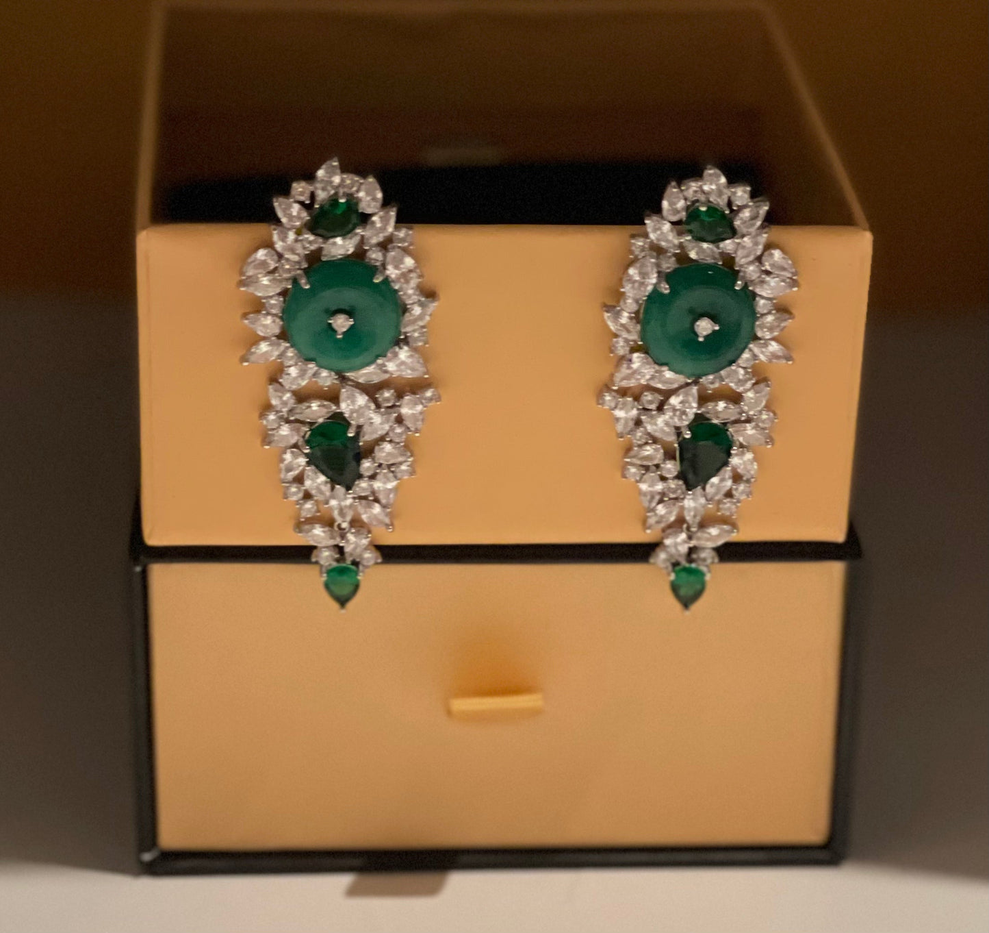 Emerald Zircon Dangle earrings