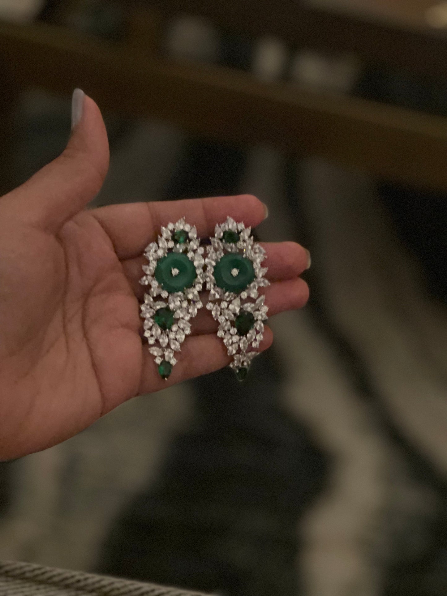 Emerald Zircon Dangle earrings