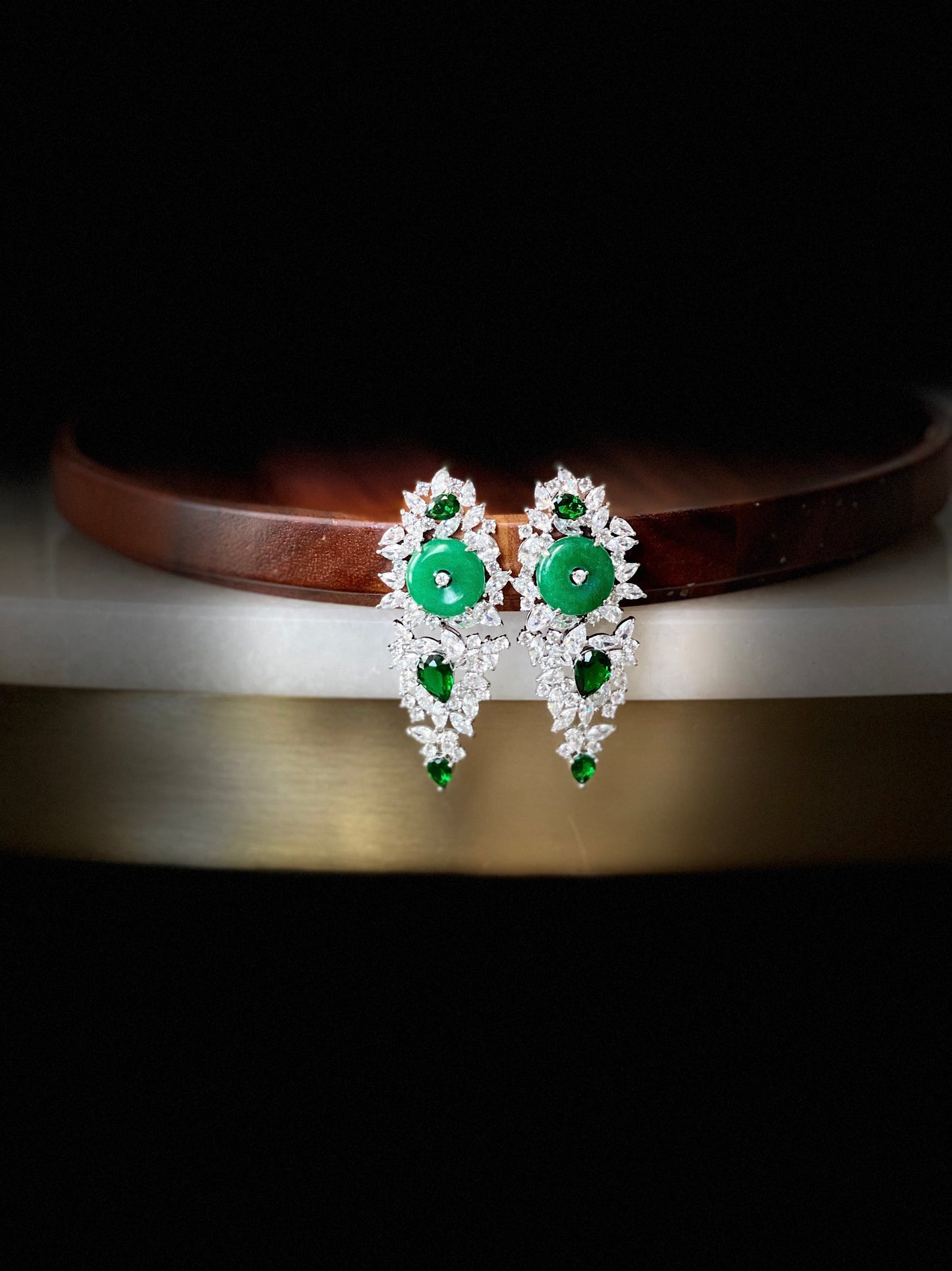 Emerald Zircon Dangle earrings