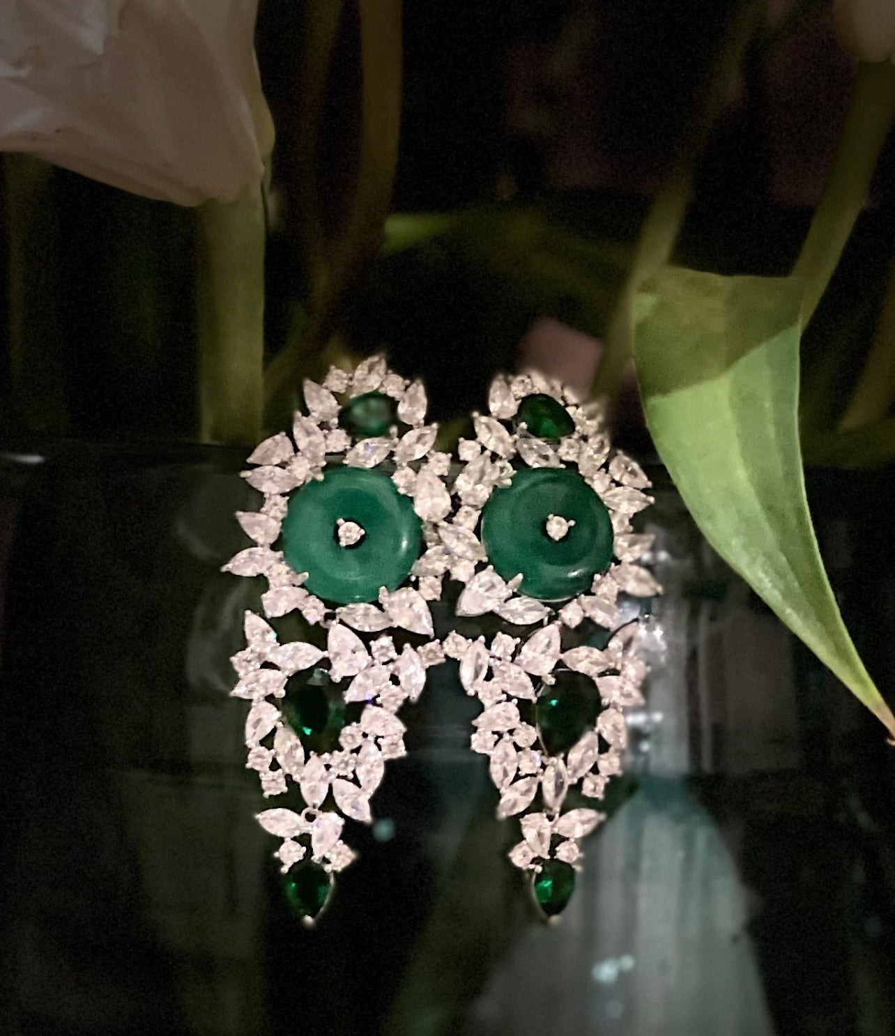 Emerald Zircon Dangle earrings