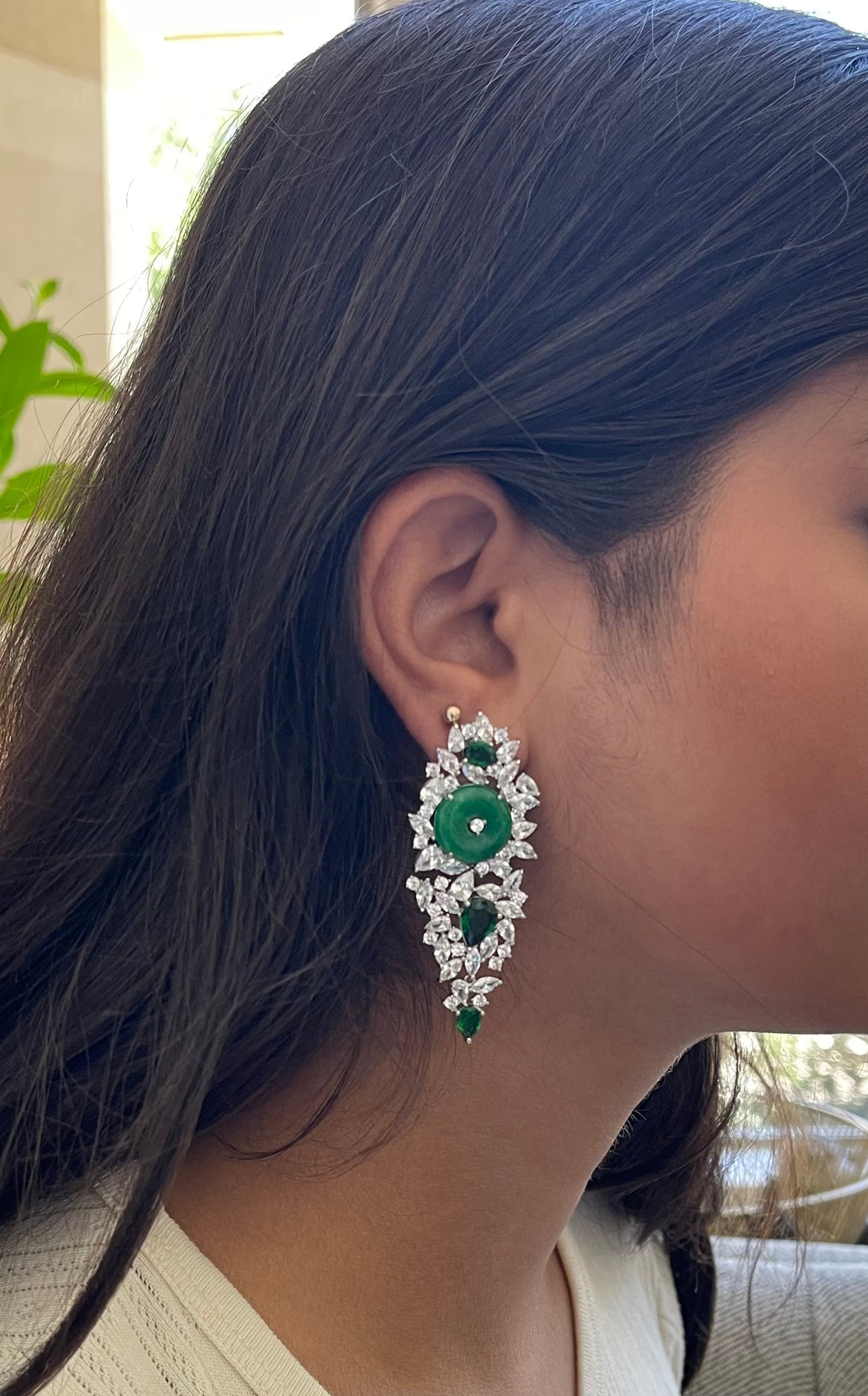 Emerald Zircon Dangle earrings