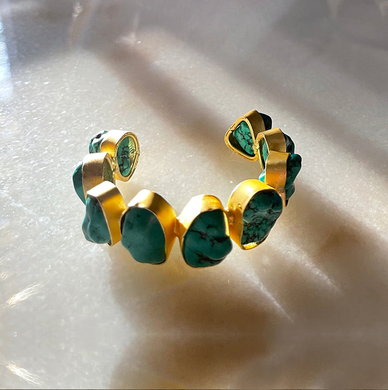 The “imperfectly perfect” Turquoise adjustable cuffs.