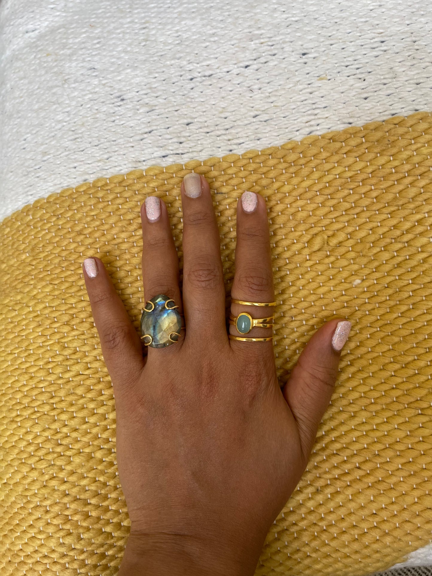 Labradorite pear ring