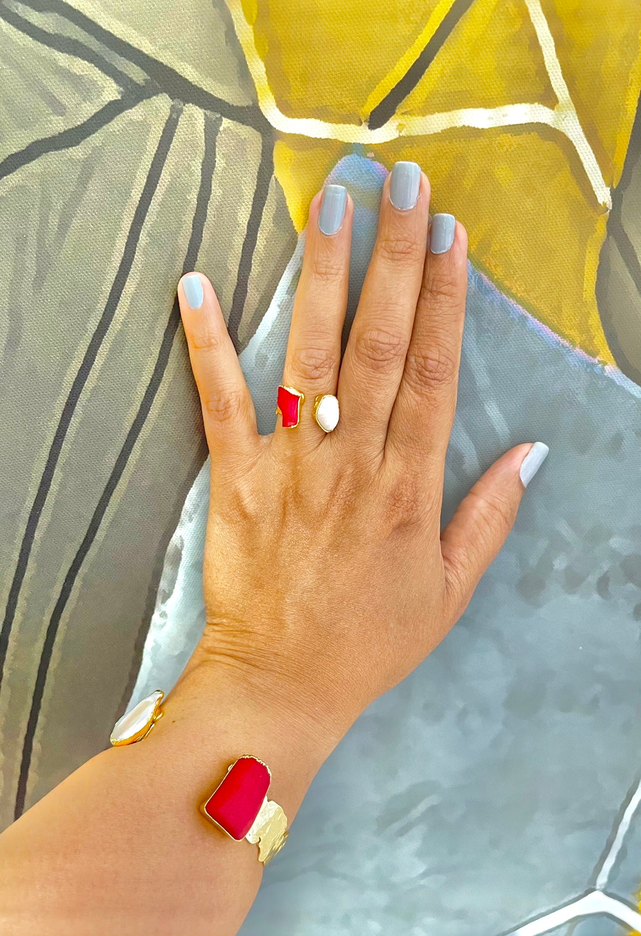 Coral & Pearl Ring