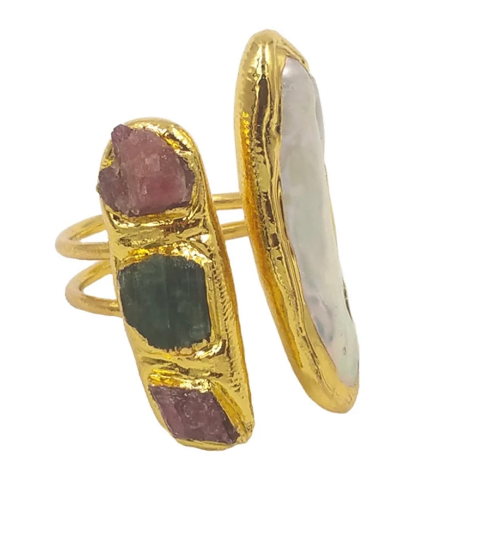 Gold Pearl Tourmaline ring