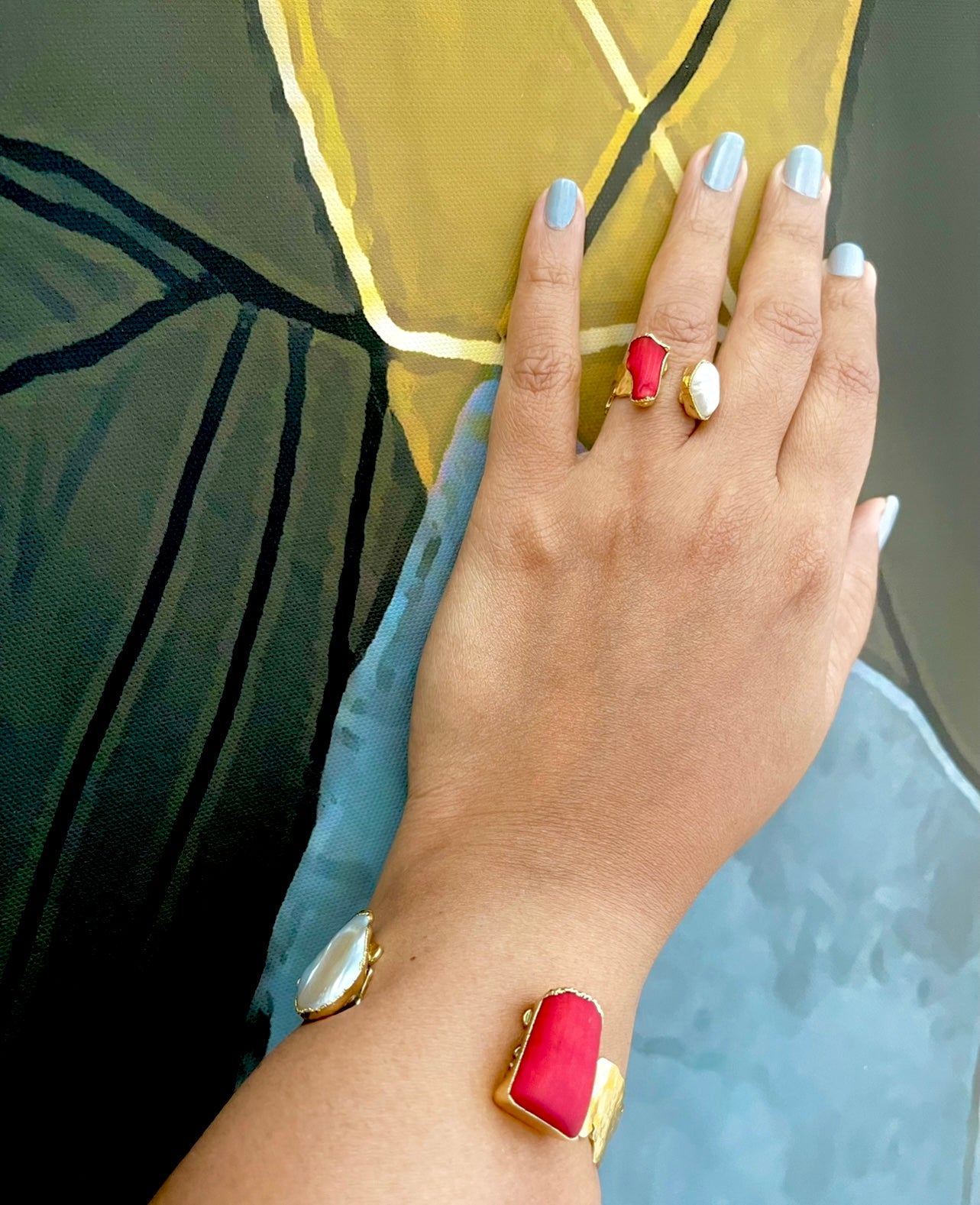 Coral & Pearl Ring