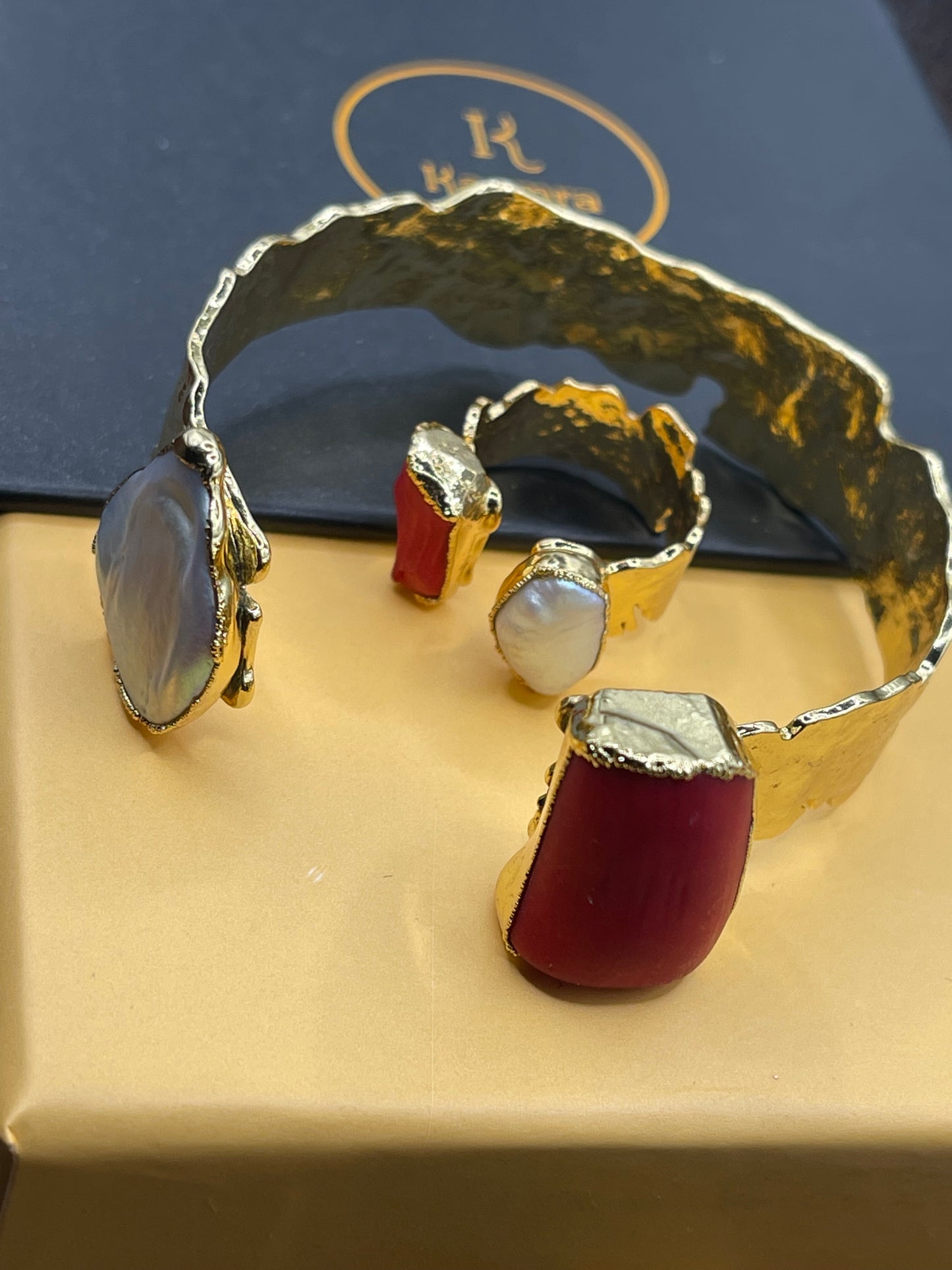 Coral & Pearl Ring