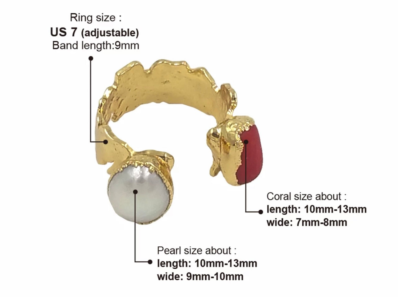 Coral & Pearl Ring