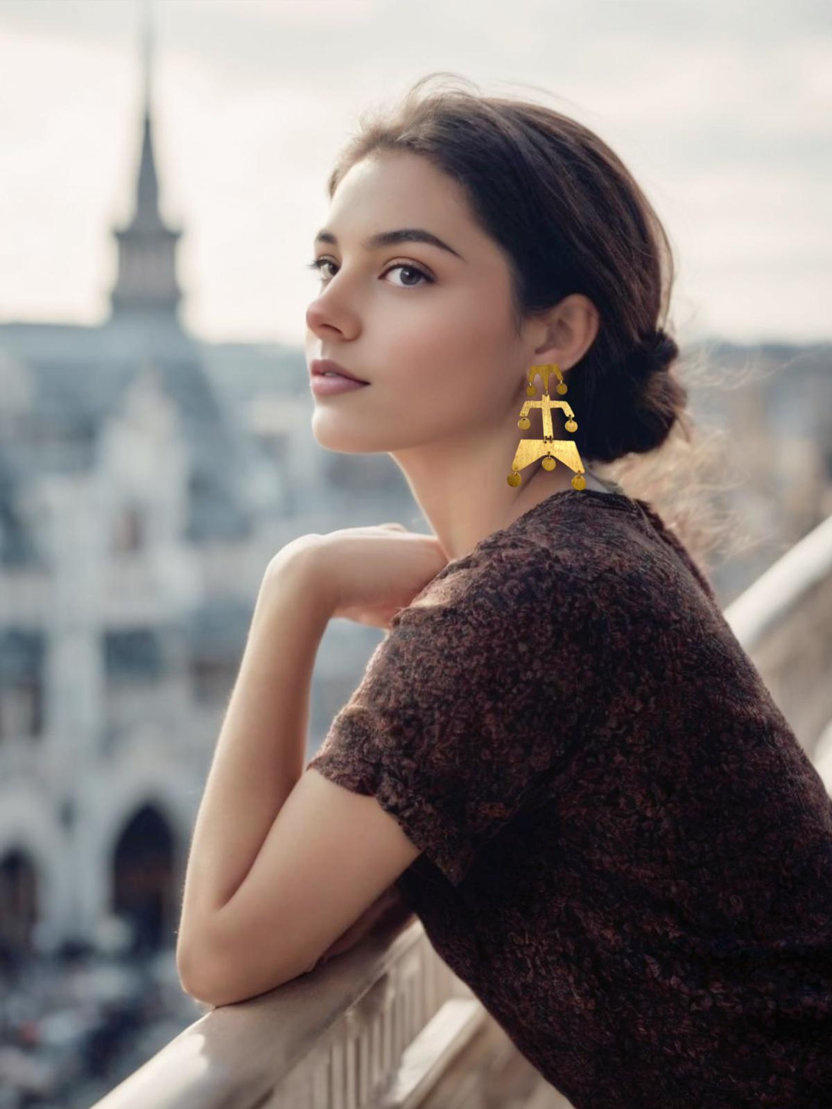Di gold brushed gold earrings