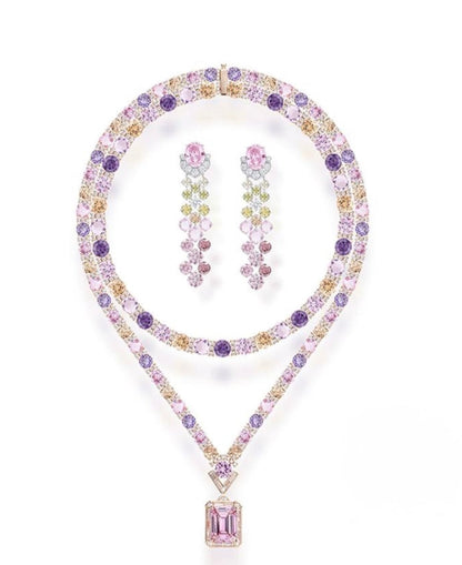 gold plated statement necklace set zircon jewelry
bridal gold necklace handmade jewelry
kaamra jewels venetian sunset necklace
