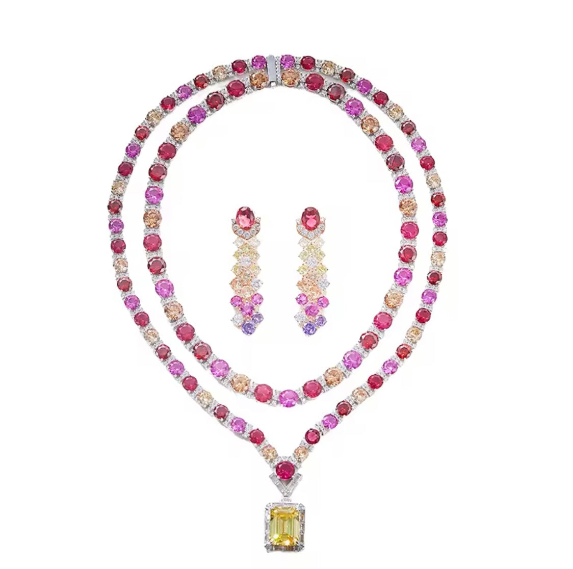 gold plated statement necklace set zircon jewelry
bridal gold necklace handmade jewelry
kaamra jewels venetian sunset necklace
