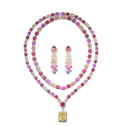 gold plated statement necklace set zircon jewelry
bridal gold necklace handmade jewelry
kaamra jewels venetian sunset necklace
