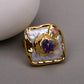 Gold Pearl Amethyst  ring