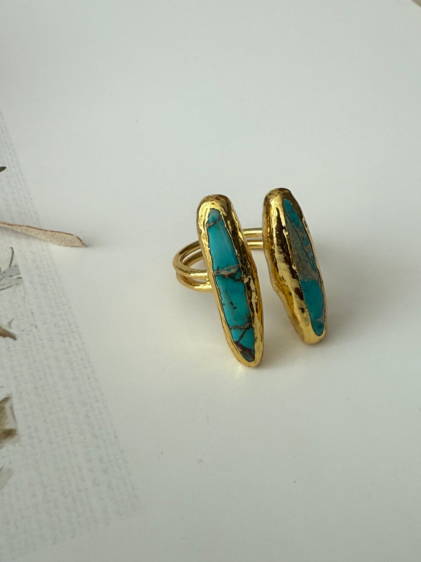 Turquoise butterfly open ring