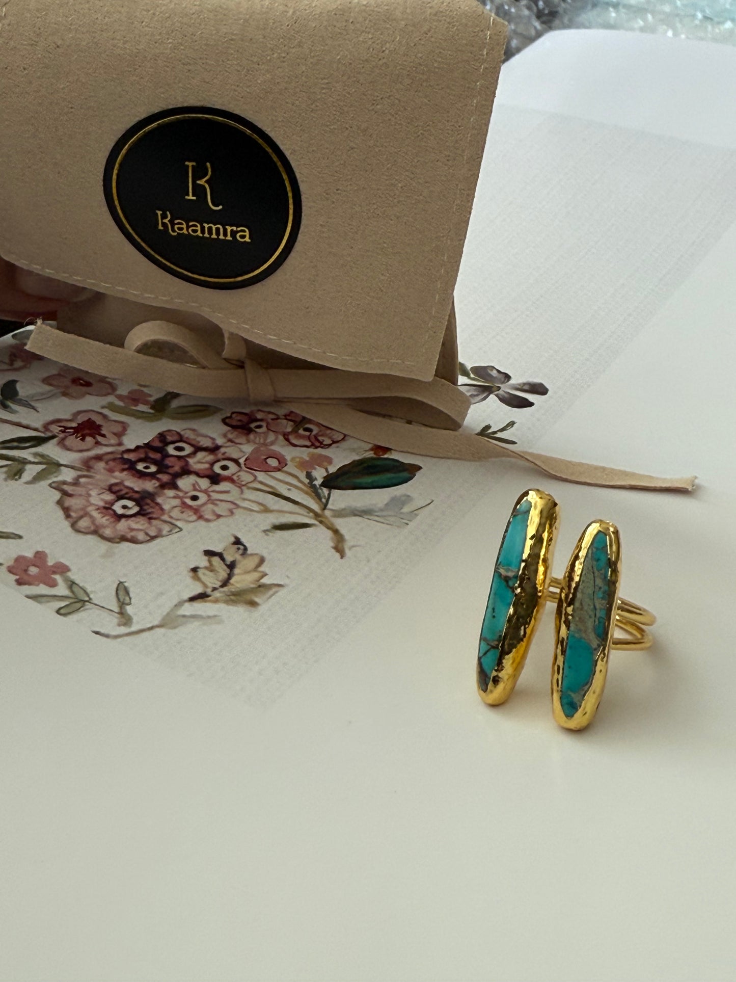 Turquoise butterfly open ring