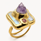 Gold Pearl Amethyst  ring