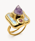 Gold Pearl Amethyst  ring