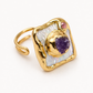 Gold Pearl Amethyst  ring