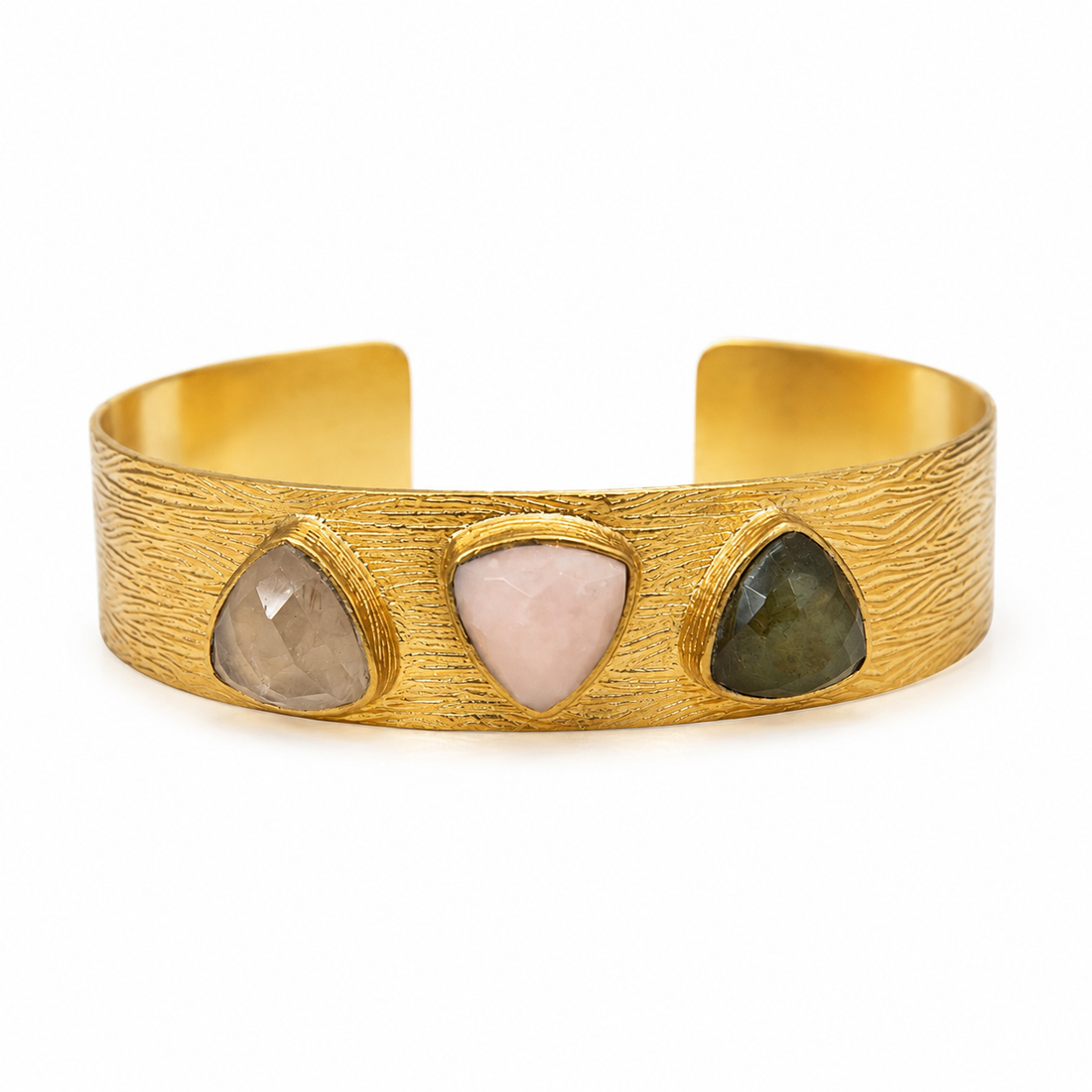 Inanna Rose Quartz , Pink Opal & Labradorite Cuff