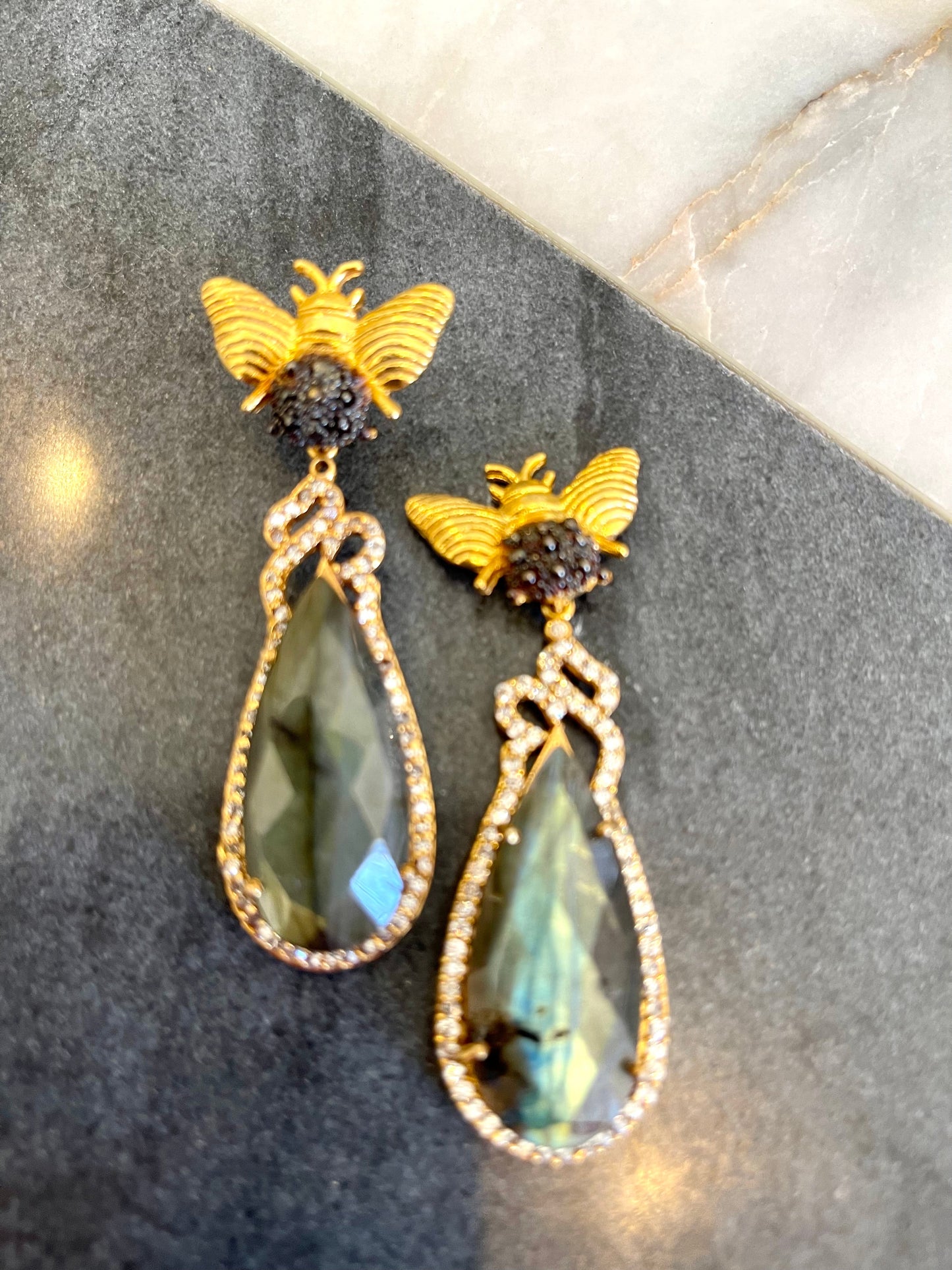 Honey drop Labradorite earrings
