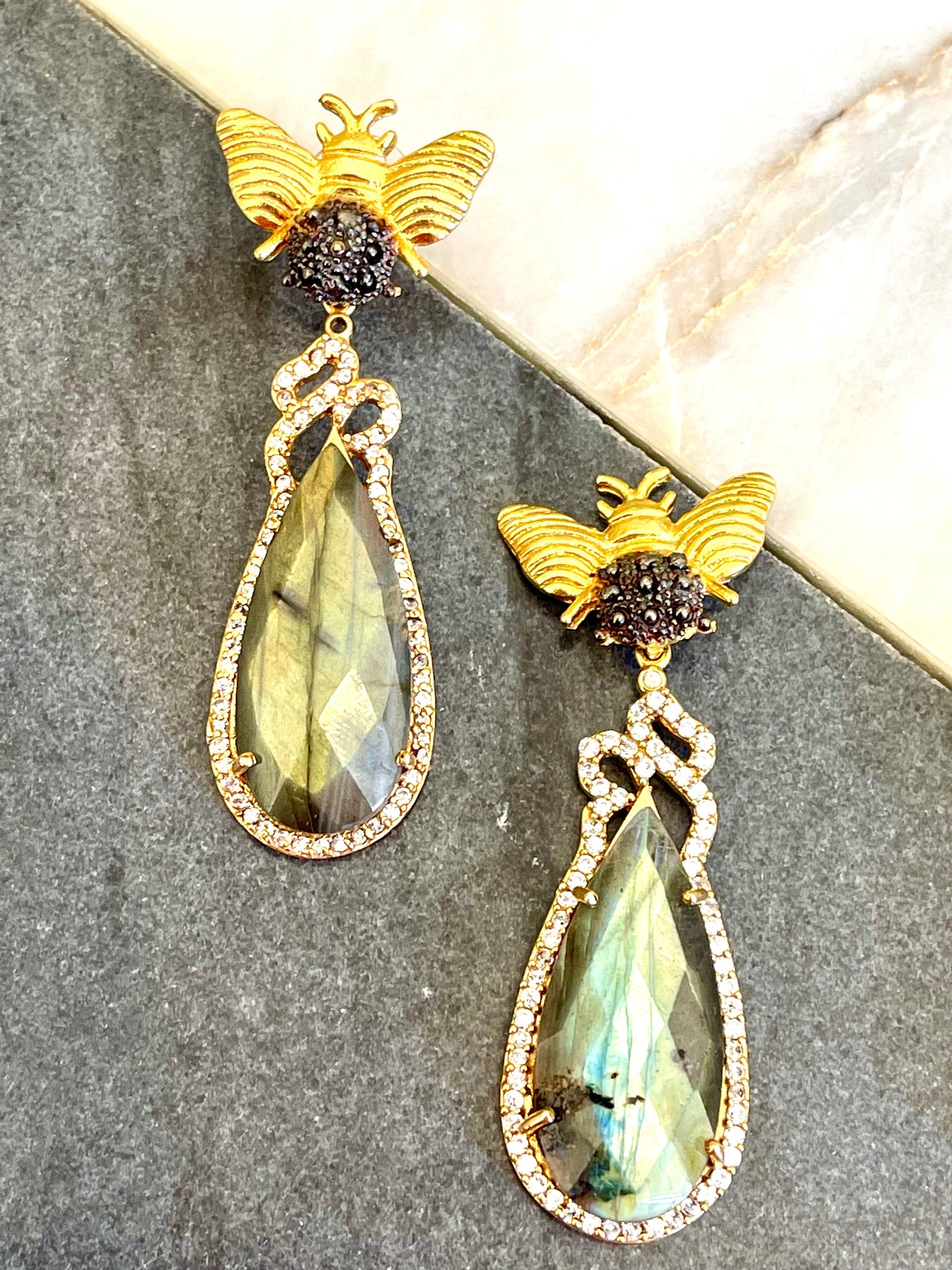 Honey drop Labradorite earrings