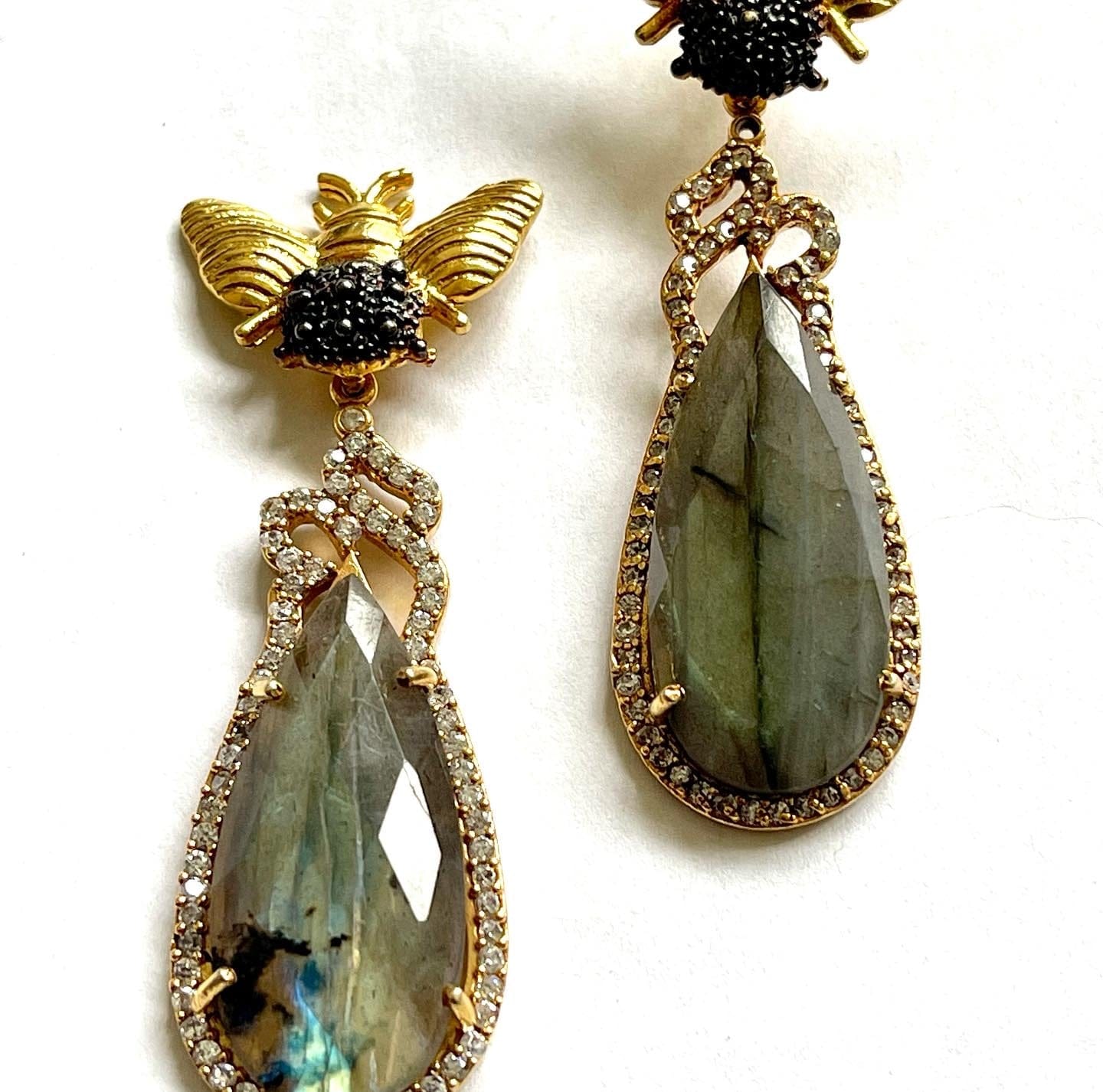 Honey drop Labradorite earrings