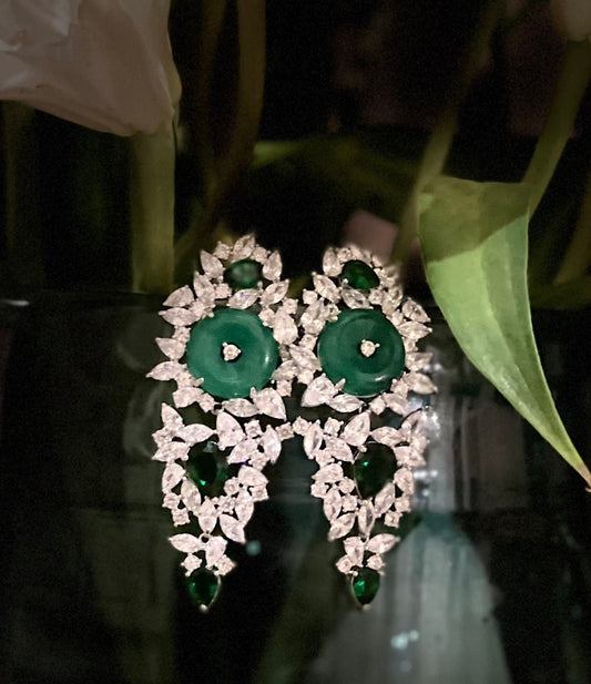 Emerald Zircon Dangle earrings