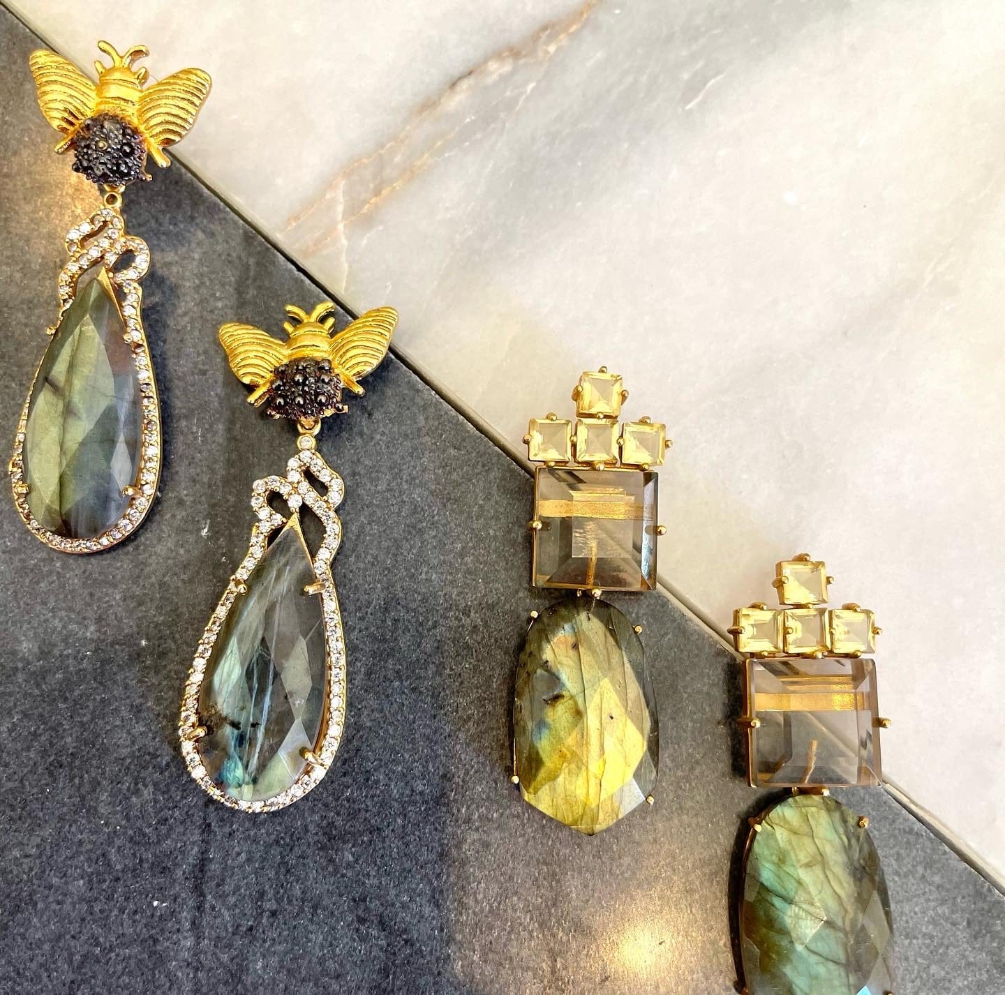 Honey drop Labradorite earrings