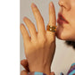 Radiant Double band Gold ring