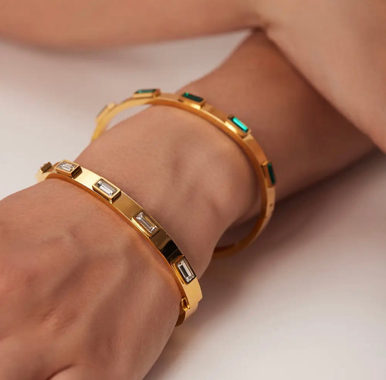 Anna Emerald & Diamond gold bracelets