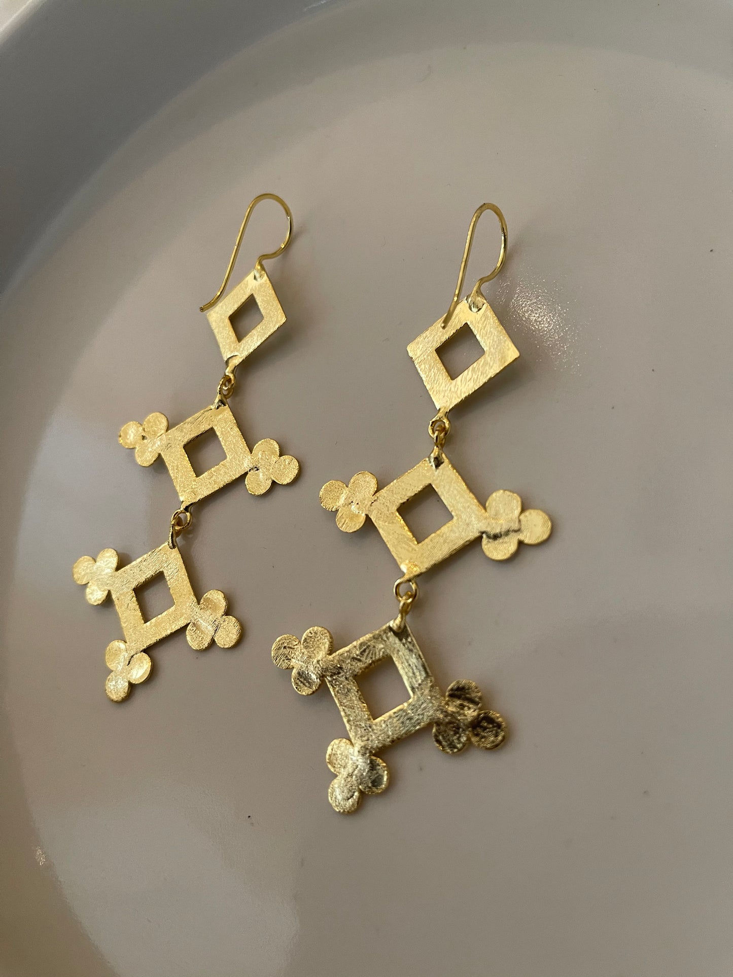 Meena gold brushed gold earrings