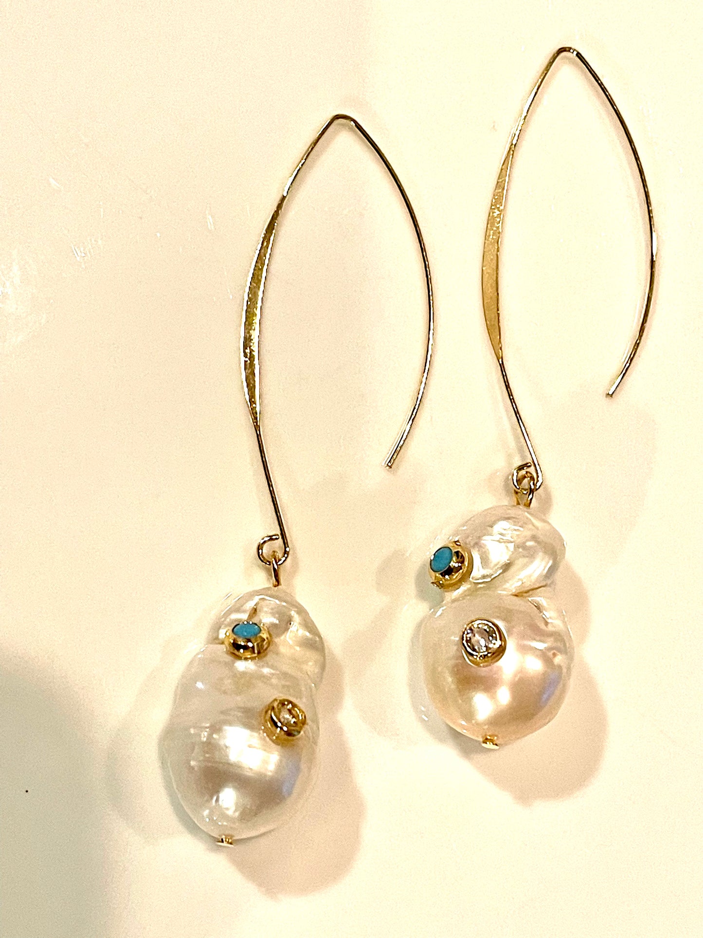 Long Dangle Baroque pearl  earrings