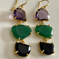Amethyst & Green and Black Onyx earrings