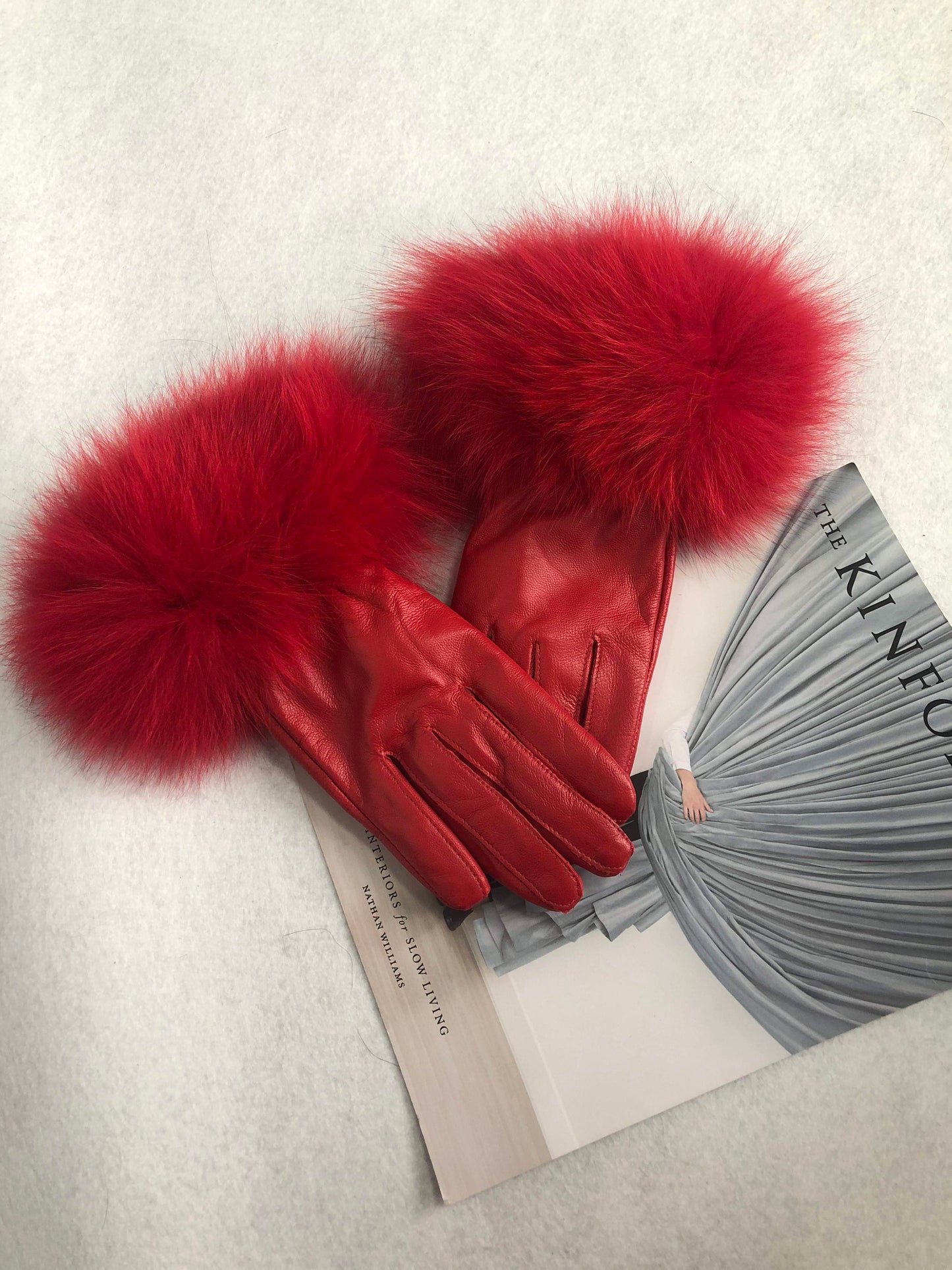 Kaamra’s Luxury leather gloves, watermelon red