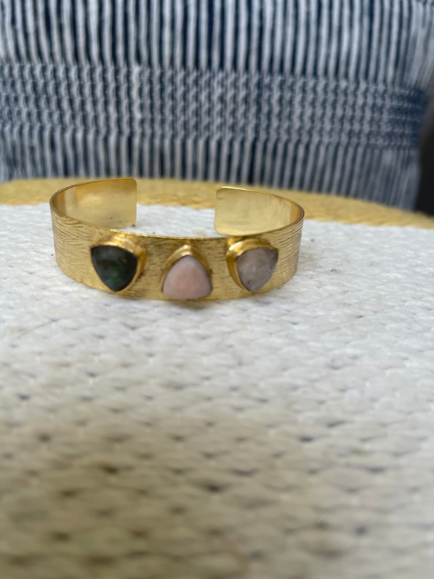Inanna Rose Quartz , Pink Opal & Labradorite Cuff
