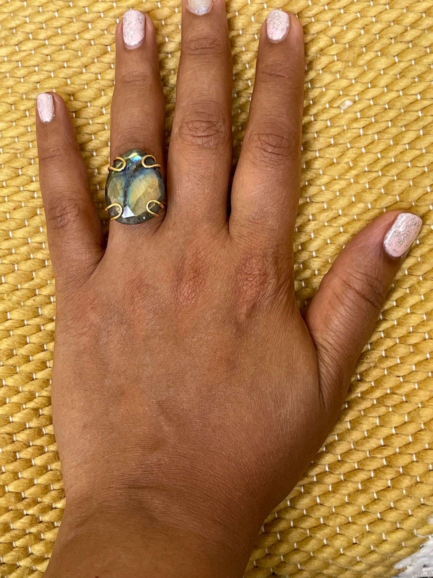 Labradorite pear ring