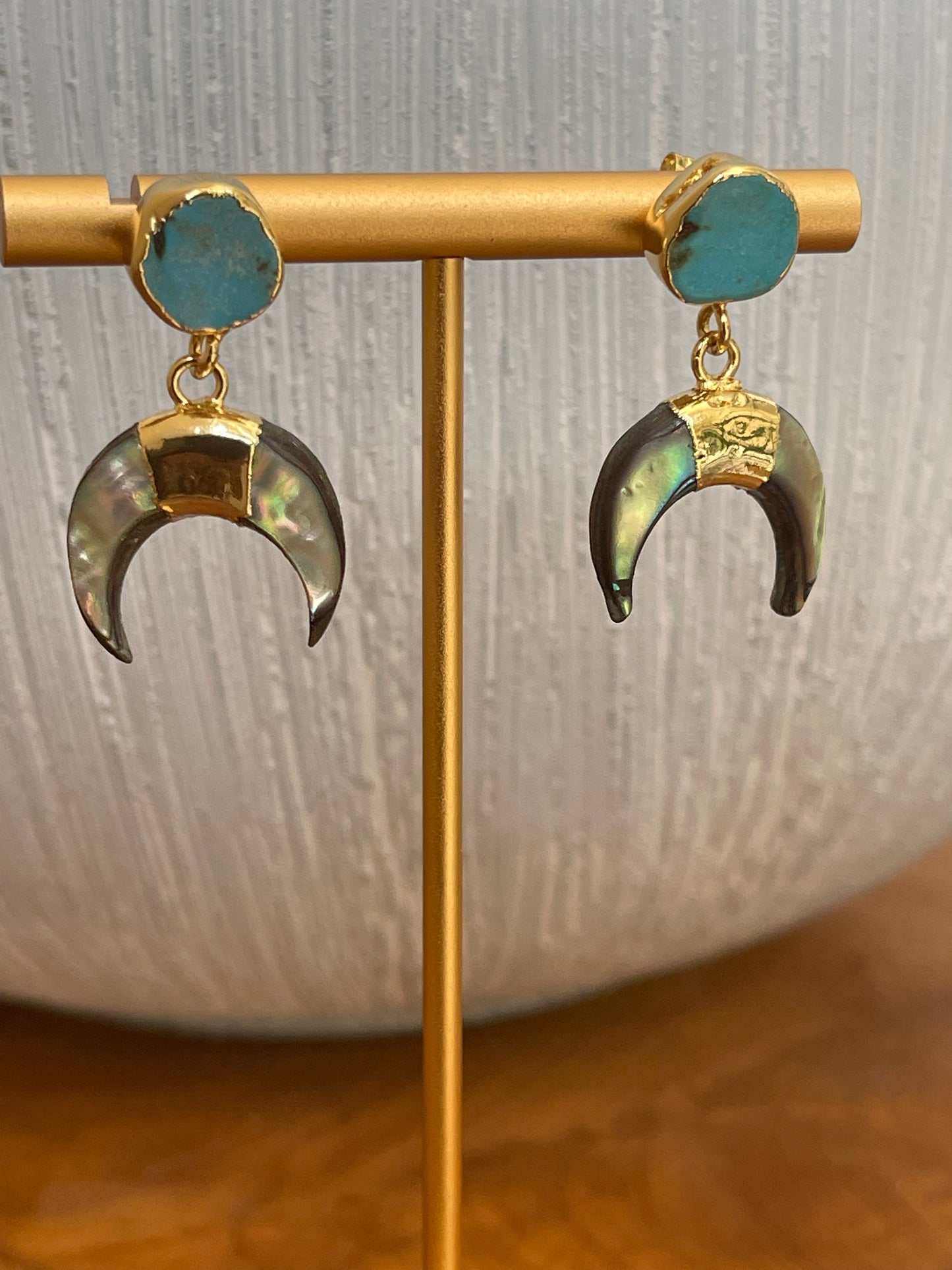 Gold Turquoise and Mother of Pearl earrings