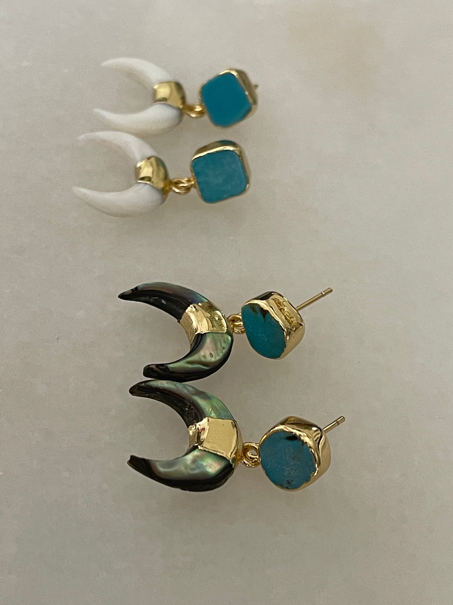 Gold Turquoise and Mother of Pearl earrings
