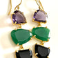 Amethyst & Green and Black Onyx earrings