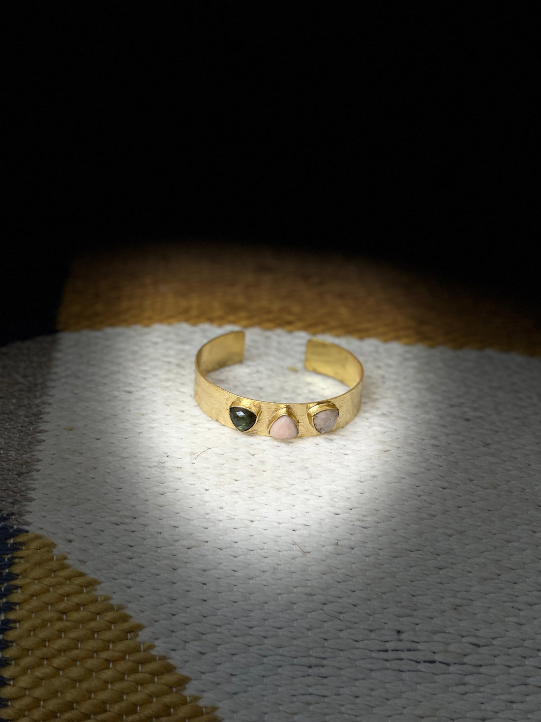 Inanna Rose Quartz , Pink Opal & Labradorite Cuff
