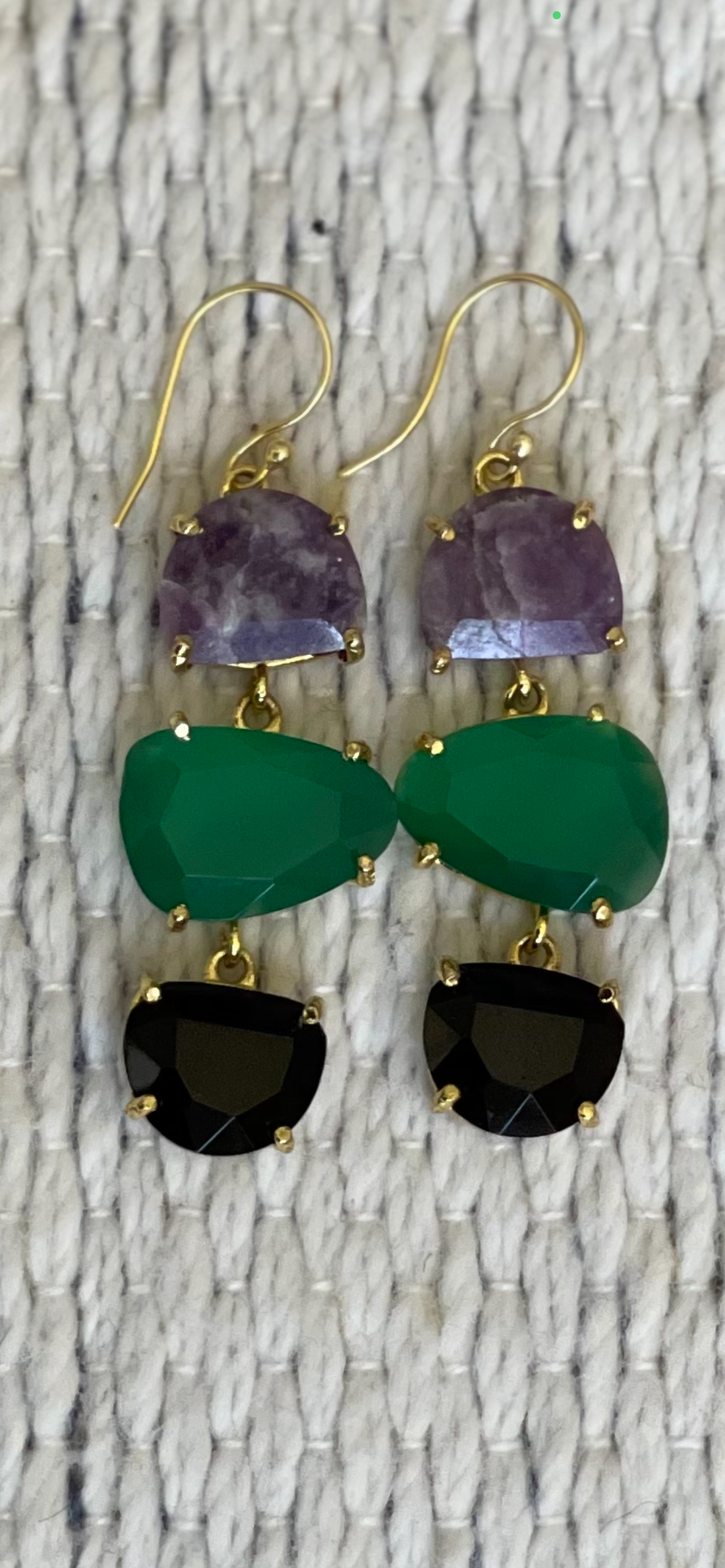 Amethyst & Green and Black Onyx earrings