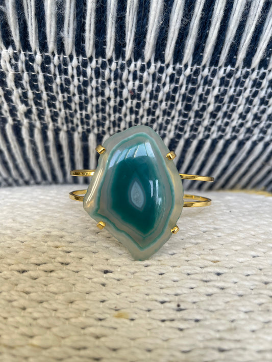Unbounded Blue Green Raw Agate Cuff