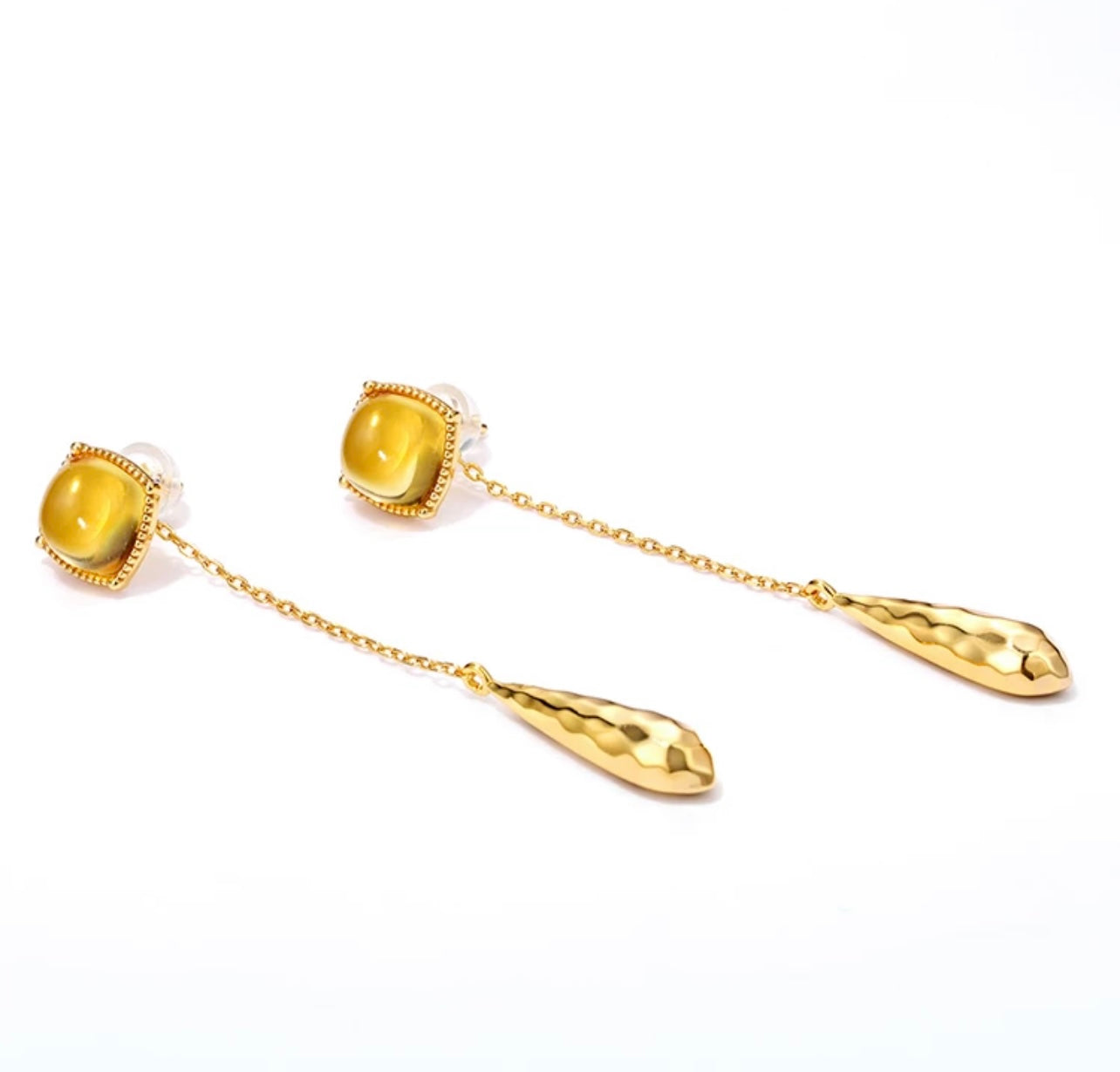 Gold Citrine drop earrings