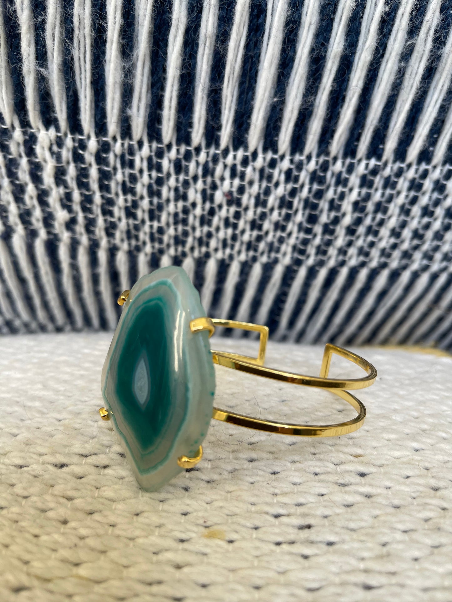 Unbounded Blue Green Raw Agate Cuff