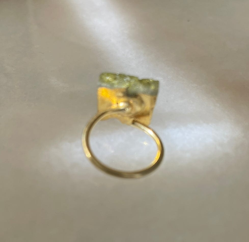 Gold & Green Agate slice ring